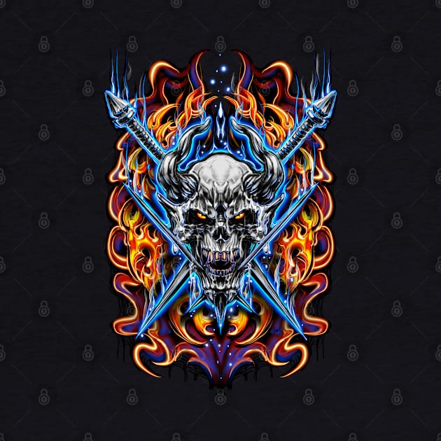 Steel and Fire Demon Skull by Shawnsonart